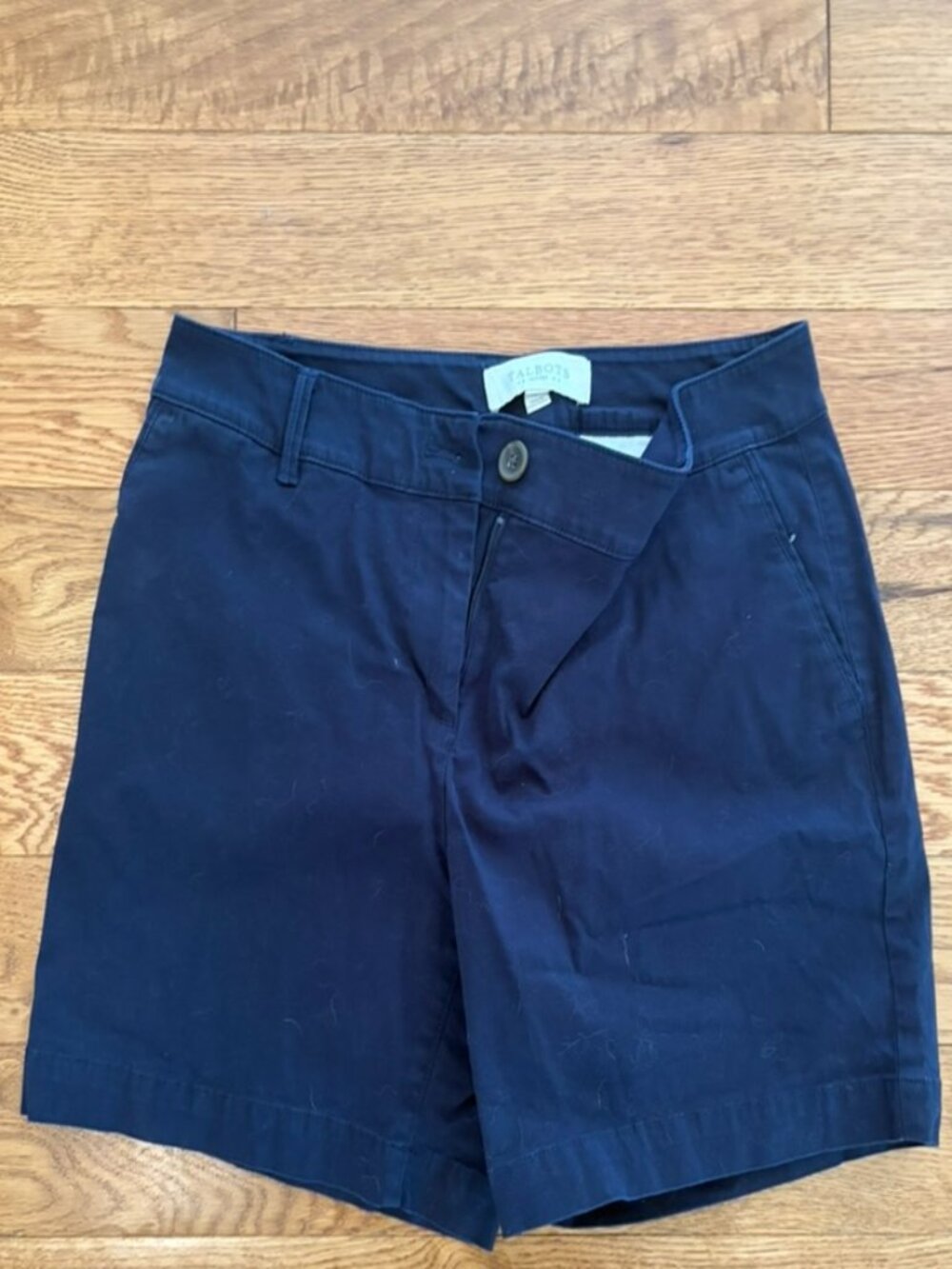 Talbots Petites Navy Bermuda Shorts Size 4P Classic Cotton Chino Stretch